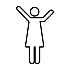 Woman raised arms icon vector female person with open hands symbol in a glyph pictogram illustration