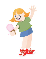 Girl with melting ice cream cone
