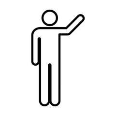 Man raised arms icon vector male person with open hands symbol in a glyph pictogram illustration