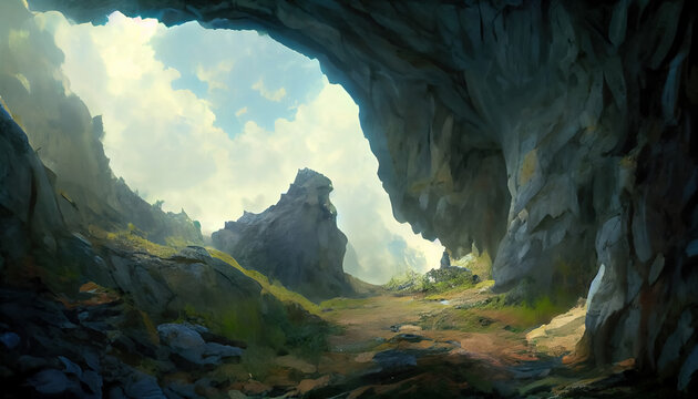 Abstract mountain cave entrance. Can be used as wallpaper or background