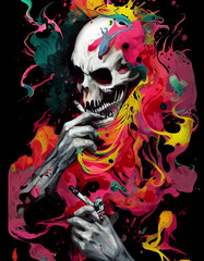Illustration of a skull in full color
