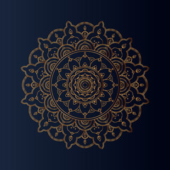 Luxury gold floral mandala arabesque pattern for print, poster, cover, brochure, flyer, Oriental style ornamental round lace ornament