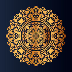 Luxury gold floral mandala arabesque pattern for print, poster, cover, brochure, flyer, Oriental style ornamental round lace ornament