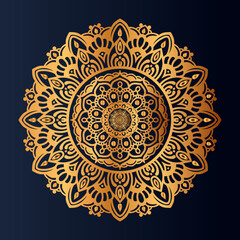 Luxury gold floral mandala arabesque pattern for print, poster, cover, brochure, flyer, Oriental style ornamental round lace ornament