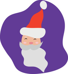 Head of Santa Claus on a purple background. Card. Vector. Flat style.
