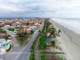 Aerial view of the coast of Peruíbe a small town in Brazil