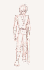 Man walking with crutch