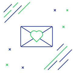 Line Envelope with Valentine heart icon isolated on white background. Message love. Letter love and romance. Colorful outline concept. Vector