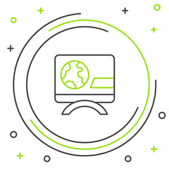 Line Breaking news icon isolated on white background. News on television. News anchor broadcasting. Mass media. Evening news. Colorful outline concept. Vector