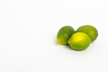 green lime citrus fruit isolated on white background , Fresh lime isolated on white