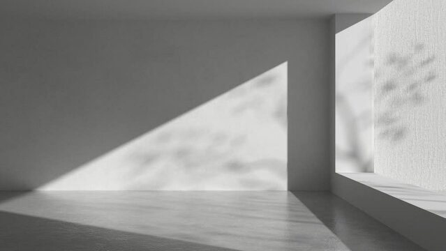 sunlight and motion of shadow of trees on wall and floor 3D rendered