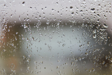 drops of water on the window,raindrops on the window in autumn