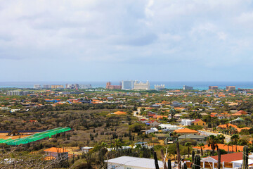 Looking out over the island of Aruba, from the top of a hill.