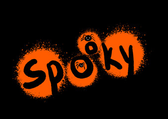Spooky lettering with spiders for flyers, and postcards. Doodle and street graffiti style. Happy Halloween card.