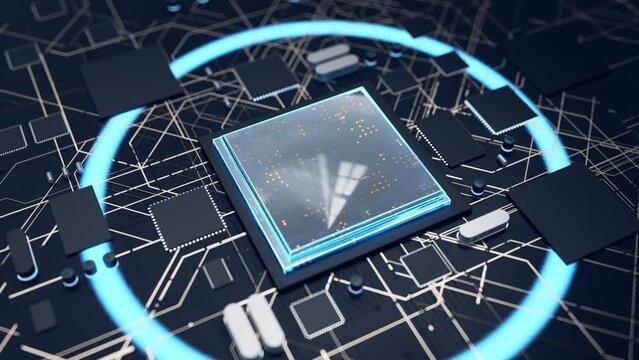 computer chip communication technology 3d rendered