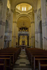 Fototapeta na wymiar Interior view of the Basilica of the National Shrine of the Blessed Virgin of Ta' Pinu, located in Għarb, Gozo