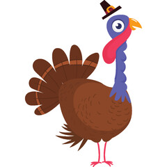 Cartoon happy cute thanksgiving turkey bird. Vector illustration isolated. Design for Thanksgiving Day