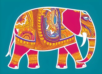 Detailed and colourful illustration of a beautiful elephant. This piece is very good for decorating your home or office, and bringing a bit of life to the place where it is kept. Quality print on thic