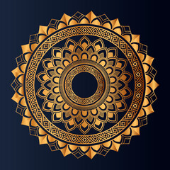 Luxury gold floral mandala arabesque pattern for print, poster, cover, brochure, flyer, Oriental style ornamental round lace ornament