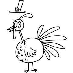 Cartoon happy cute thanksgiving turkey bird. Vector illustration isolated. Design for Thanksgiving Day
