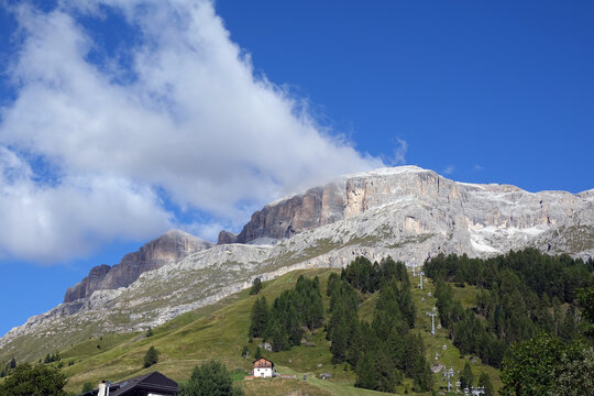 Blick von Arabba zur Sella
