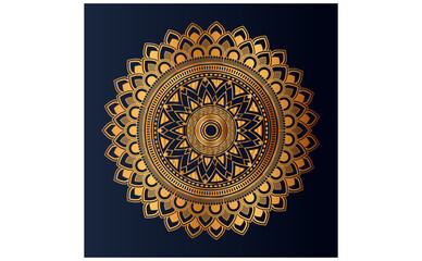 Luxury gold floral mandala arabesque pattern for print, poster, cover, brochure, flyer, Oriental style ornamental round lace ornament