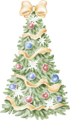 Christmas tree watercolour illustration