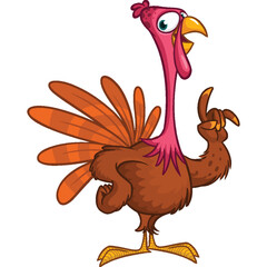Fototapeta premium Cartoon happy cute thanksgiving turkey bird. Vector illustration isolated. Design for Thanksgiving Day