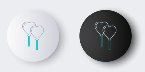 Line Balloons in form of heart with ribbon icon isolated on grey background. Valentines day. Colorful outline concept. Vector