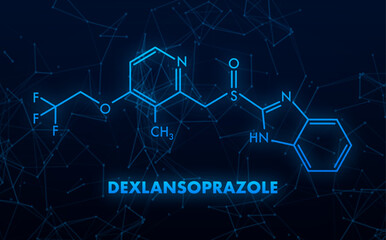 Dexlansoprazole concept chemical formula icon label, text font vector illustration