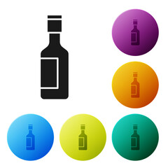 Black Jewish wine bottle icon isolated on white background. Set icons in color circle buttons. Vector