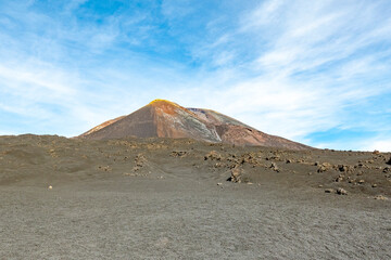 view from Funivia del Etna cable railway to Etna volcano. Sicily