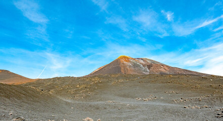 view from Funivia del Etna cable railway to Etna volcano. Sicily
