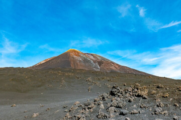 view from Funivia del Etna cable railway to Etna volcano. Sicily