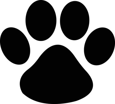 Paw print of dog, cat, puppy pet footprint, Animal foot print