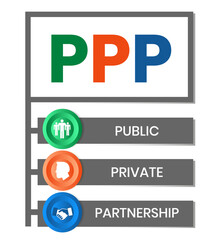 PPP - Public-private partnership acronym. business concept background. vector illustration concept with keywords and icons. lettering illustration with icons for web banner, flyer, landing page
