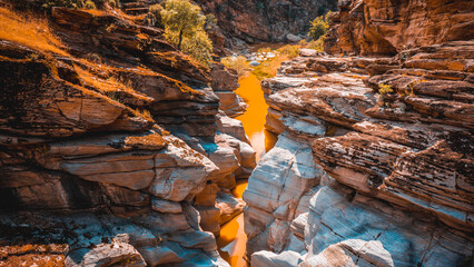 Tasyaran canyon, which attracts attention with its rock shapes similar to Antelope canyon in Arizona, offers a magnificent view to its visitors in Usak, Turkey