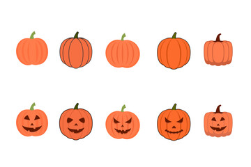 Set of adjustable vector halloween pumpkins