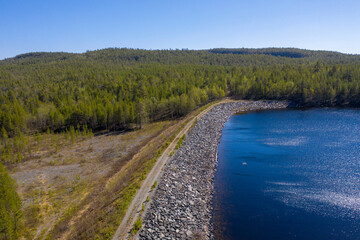 An artificial dam on the river Paz or Patsojoki. Border of Russia and Norway