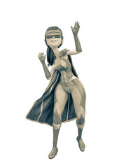 super girl is playing with vr headset