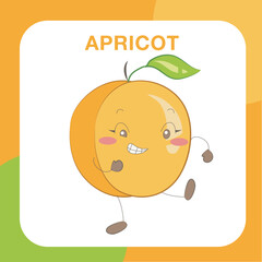 Tropical fruit flashcard for Children. Cute design flashcard for toddlers. Ready to print. Printable game card. Educational card for preschool. Vector illustration.