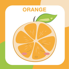 Tropical fruit flashcard for Children. Cute design flashcard for toddlers. Ready to print. Printable game card. Educational card for preschool. Vector illustration.