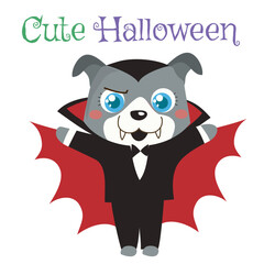 simple designed flashcard for toddlers. flashcard activity kit for children puppy in halloween customes. halloween edition flashcard. cute style vector. 