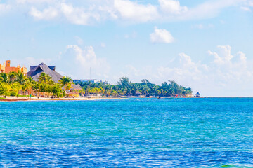 Amazing tropical beach and caribbean sea clear turquoise water Mexico.