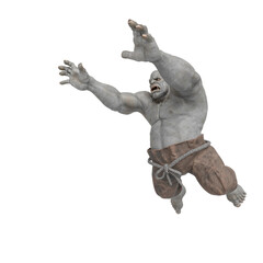 ogre beasty in a jump attack pose side view