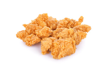 Fried popcorn chicken isolated on white background