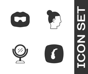 Fototapeta premium Set Human hair follicle, Mustache and beard, Hand mirror and Hairstyle for men icon. Vector