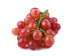 Bunch of fresh red grapes isolated on white background