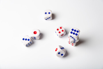 white dice with the number isolated on a white background