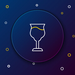 Line Wine glass icon isolated on blue background. Wineglass sign. Colorful outline concept. Vector